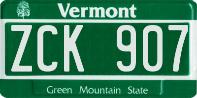 VT license plate ZCK907