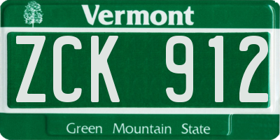 VT license plate ZCK912