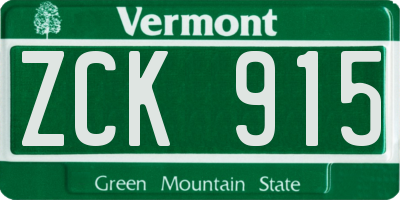 VT license plate ZCK915