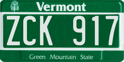 VT license plate ZCK917