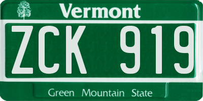 VT license plate ZCK919