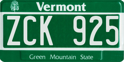 VT license plate ZCK925