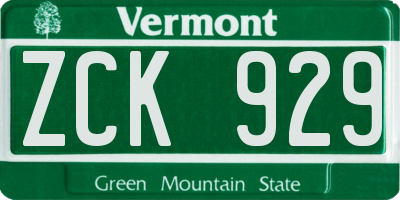 VT license plate ZCK929