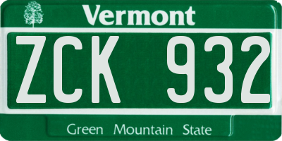 VT license plate ZCK932