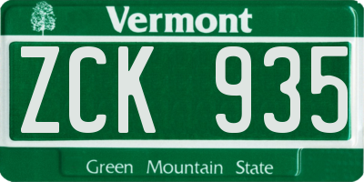 VT license plate ZCK935