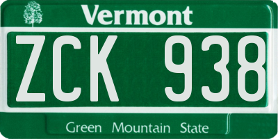 VT license plate ZCK938