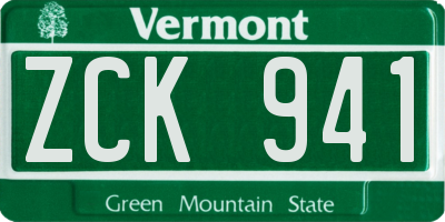 VT license plate ZCK941