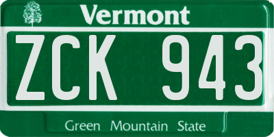 VT license plate ZCK943