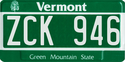 VT license plate ZCK946