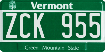 VT license plate ZCK955