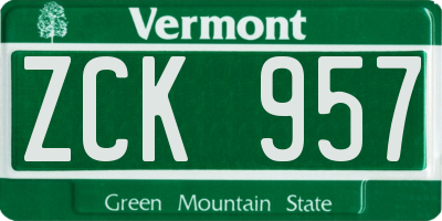 VT license plate ZCK957