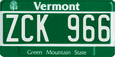 VT license plate ZCK966