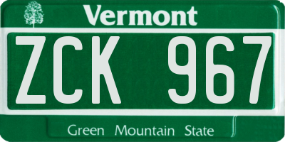 VT license plate ZCK967