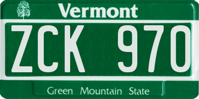 VT license plate ZCK970