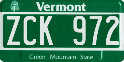 VT license plate ZCK972