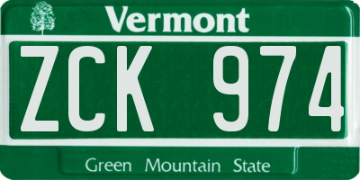 VT license plate ZCK974