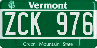 VT license plate ZCK976