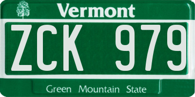 VT license plate ZCK979