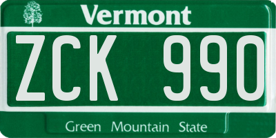 VT license plate ZCK990