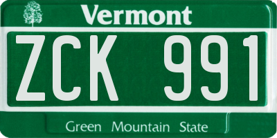 VT license plate ZCK991