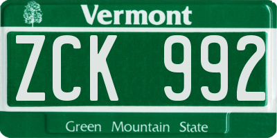 VT license plate ZCK992
