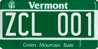VT license plate ZCL001
