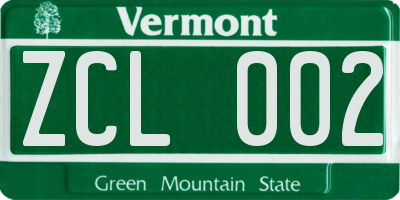VT license plate ZCL002