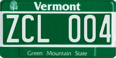 VT license plate ZCL004