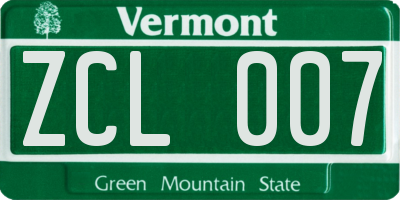 VT license plate ZCL007