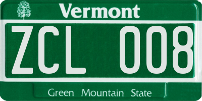 VT license plate ZCL008