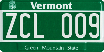 VT license plate ZCL009