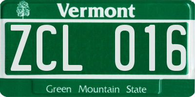 VT license plate ZCL016