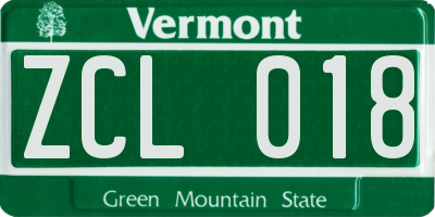 VT license plate ZCL018