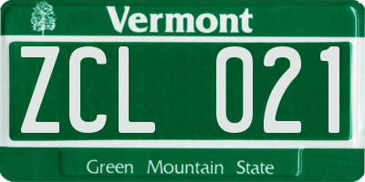 VT license plate ZCL021