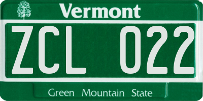 VT license plate ZCL022