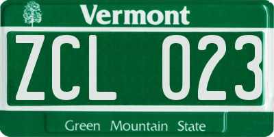 VT license plate ZCL023