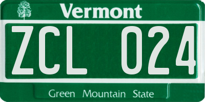 VT license plate ZCL024