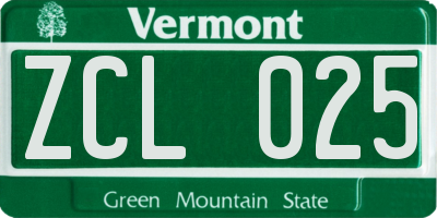 VT license plate ZCL025