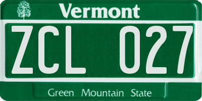 VT license plate ZCL027