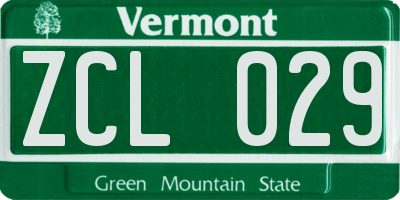 VT license plate ZCL029