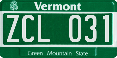 VT license plate ZCL031