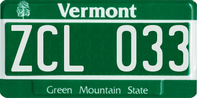 VT license plate ZCL033