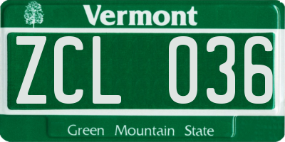 VT license plate ZCL036