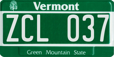 VT license plate ZCL037