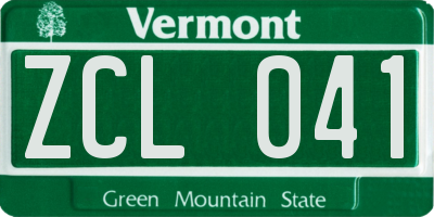 VT license plate ZCL041