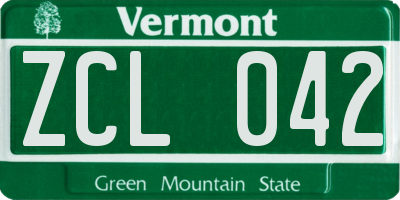 VT license plate ZCL042