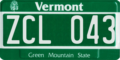 VT license plate ZCL043
