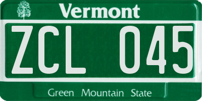 VT license plate ZCL045