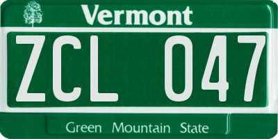 VT license plate ZCL047