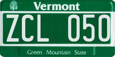 VT license plate ZCL050